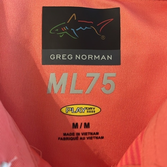 Greg Norman Men's Medium Performance Polo - ML75 coral color w/muted str… - Picture 5 of 9
